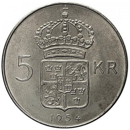 1954 * 5 Kronor Silver Sweden "Gustaf VI Adolf" (KM 829) XF/UNC