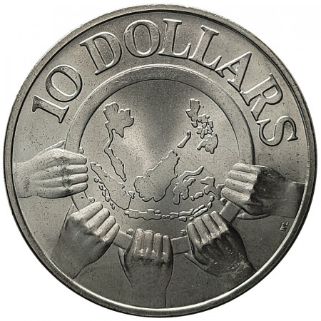 1977 * 10 Dollars Silver Singapore "10th Anniversary ASEAN" (KM 16) UNC