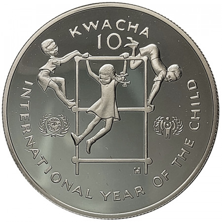 1980 * 10 Kwacha Silver Zambia "International Year of the Child" (KM 21) PROOF