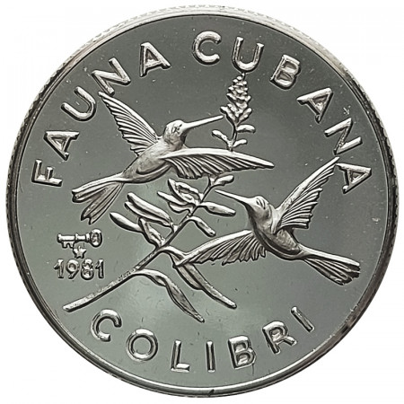 1981 * 5 Pesos Silver Cuba "Cuban Fauna - Emerald Hummingbird" (KM 75) PROOF