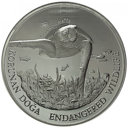 1995 * 50.000 Lira Silver Turkey "Endangered Wildife - Swimming Sea Turtle" (KM 1037a) PROOF