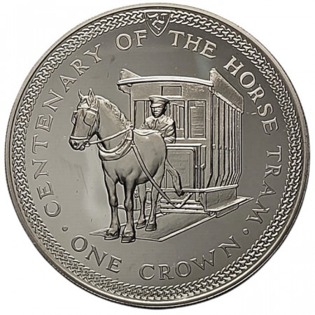 1976 * 1 Crown Silver Isle of Man "100th Anniversary of the Horse Tram" (KM 38a) PROOF