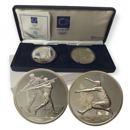 2004 * Diptych 2 x 10 Euro Silver GREECE "Athens Olympics - Javelin Throw, Long Jump" PROOF