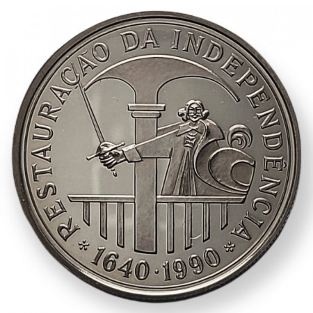 1990 * 100 Escudos Silver Portugal "Restoration of Portuguese Independence" (KM 651a) BU