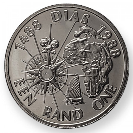 1988 * 1 Rand Silver South Africa "500th Anniversary of Bartolomeu Dias' Voyage around the Cape" (KM 122) PROOF