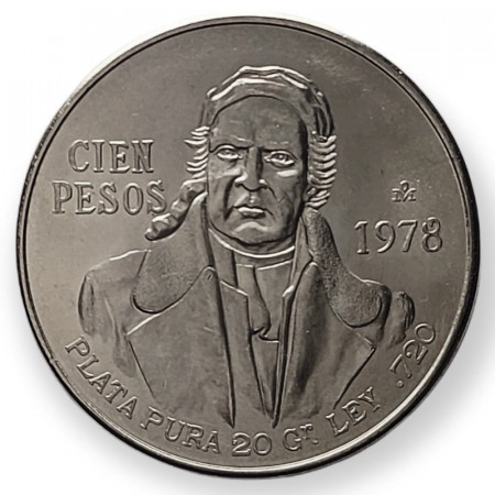 1978 * 100 Pesos Silver Mexico "José Marìa Morelos y Pavòn" (KM 483.2) XF/UNC