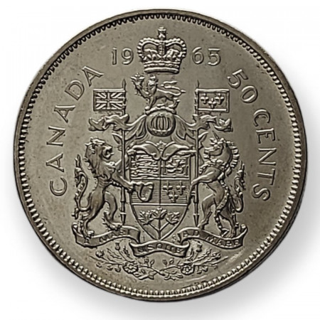 1965 * 50 Cents Silver Canada "Elisabetta II 2nd Portrait" (KM 63) XF/UNC