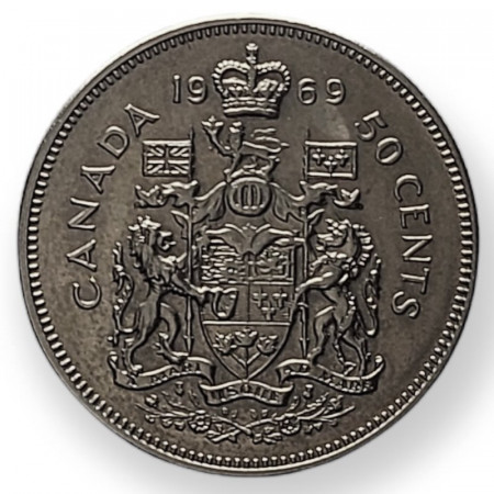 1969 * 50 Cents Canada "Elizabeth II 2nd Portrait" (KM 75.1) XF/UNC