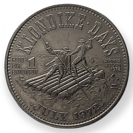 1972 * 1 Klondike Dollar Canada "Edmonton, Alberta" (Pel#AB45) XF/UNC
