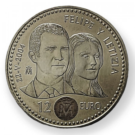 2004 * 12 Euro Silver Spain "Wedding of Prince Felipe and Letizia" (KM 1096) UNC