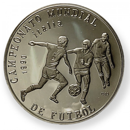 1989 * 5 Pesos Silver Cuba "World Cup Italy '90 - Three Football Players " (KM 225) PROOF