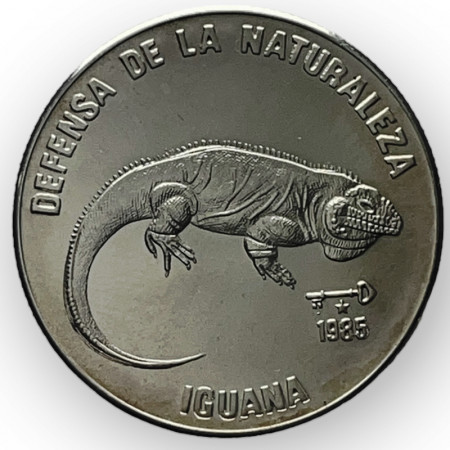 1985 * 5 Pesos Silver Cuba "Wildlife Preservation - Iguana" (KM 127) UNC