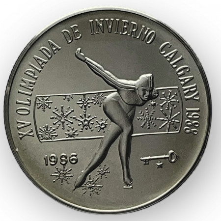 1986 * 5 Pesos Silver Cuba "15th. Winter Olympics - Calgary '88" (KM 139.2) UNC