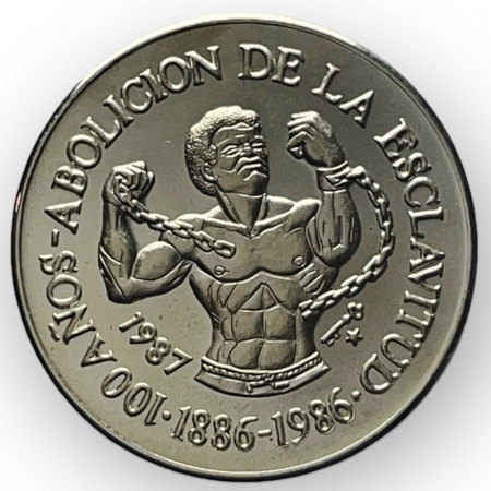 1987 * 5 Pesos Silver Cuba "Abolition of Slavery" (KM 326) UNC