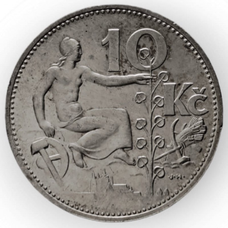 1930 * 10 Korun Silver Czechoslovakia "Woman with Lime" (KM 15) UNC