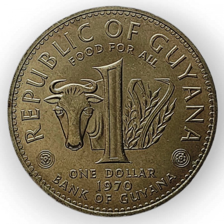 1970 * Guyana 1 Dollar "FAO - Food for all / Proclamation of Republic" (KM 36) UNC
