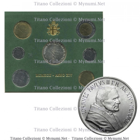1992 XIV * Coin Set Vatican 7 Coins "John Paul II - Year XIV" (G 361) BU