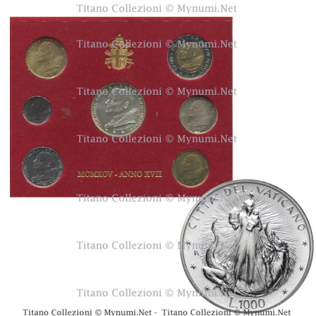 1995 XVII * Coin Set Vatican 7 Coins "John Paul II - Year XVII" (G 364) BU
