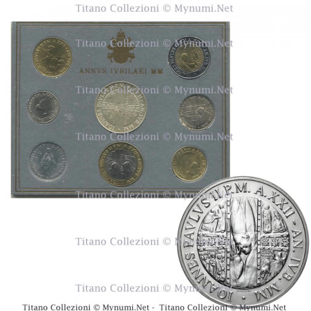 2000 XXII * Coin Set Vatican 7 Coins "John Paul II - Year XXII" (G 369) BU