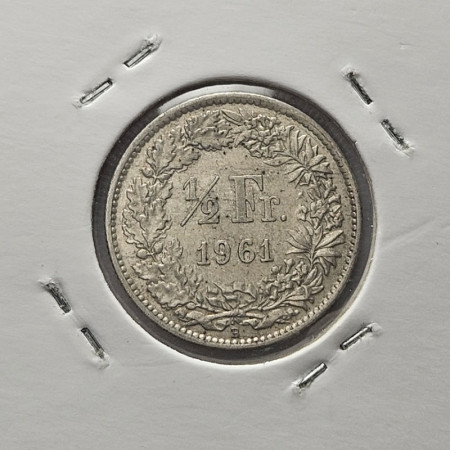 1961 B * 1/2 Franc Silver Switzerland "Standing Helvetia" (KM 23) VF