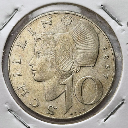 1957 * 10 Schilling Silver Austria "Wachau Woman" (KM 2882) VF/XF
