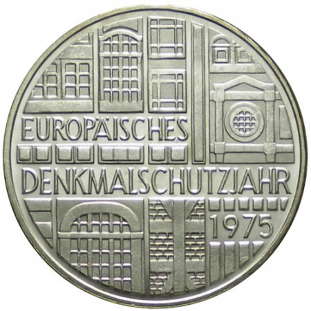 1975 F * 5 Mark Silver Germany Federal "Protection of Historic Monuments" (KM 142.1) UNC