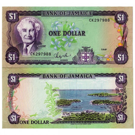 1987 * Banknote Jamaica 1 Dollar "Bustamante" (p68Ab) UNC