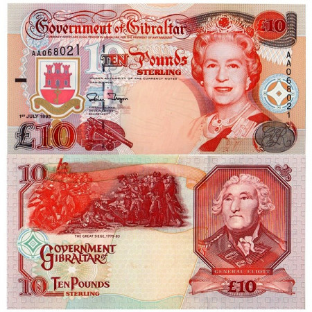 1995 * Banknote Gibraltar 10 Pounds (p26a) UNC