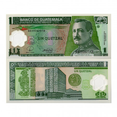 2008 * Banknote Polymer Guatemala 1 Quetzal "General JM Orellana" (p115a) UNC