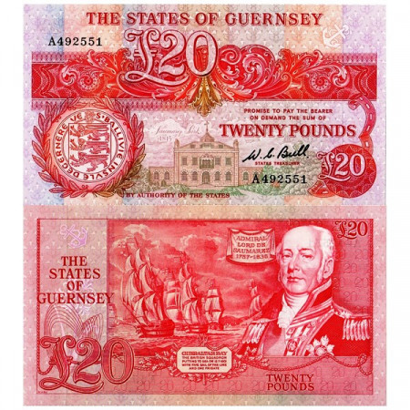 ND (1980-89) * Banknote Guernsey 20 Pounds (p51a) UNC
