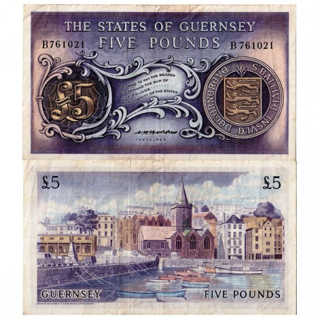 ND (1969-75) * Banknote Guernsey 5 Pounds (p46b) VF