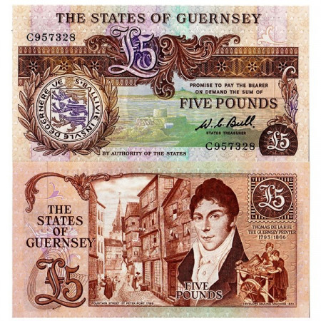 ND (1980-89) * Banknote Guernsey 5 Pounds (p49a) UNC