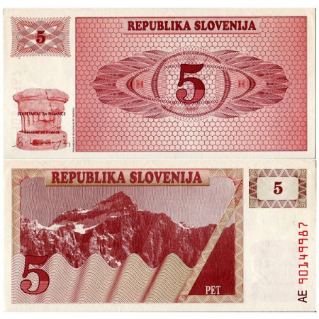 1990 * Banknote Slovenia 5 Tolarjev (p3a) UNC