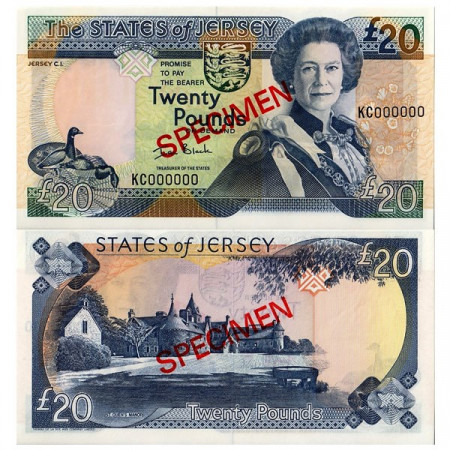 ND (2000) * Banknote States of Jersey 20 Pounds "Specimen" (p29s) UNC