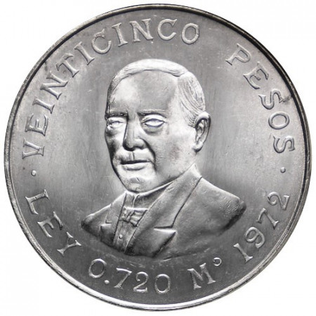 1972 * 25 Pesos Silver Mexico "Benito PJ Garcia" (KM 480) UNC