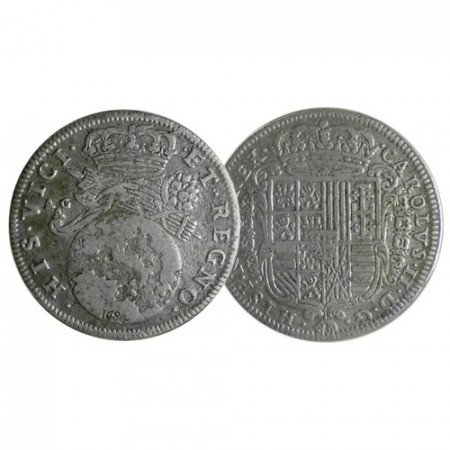 1684 * 1 Tarì Silver Italian States - Kingdom of Naples "Charles II of Spain" (MIR 298/2 - KM 104) aVF