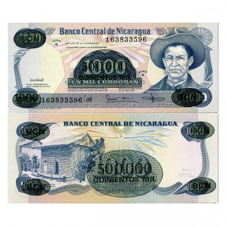 1987 * Banknote Nicaragua 500.000 Cordobas on 1000 Cordobas “Provisional Issue” (p150) UNC