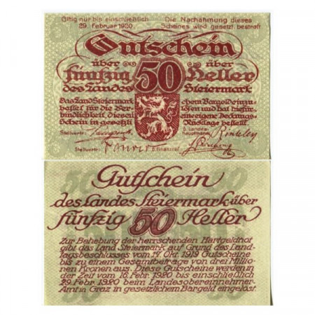 1920 * Notgeld Austria 50 Heller "Styria - Steiermark" (KK 1014)
