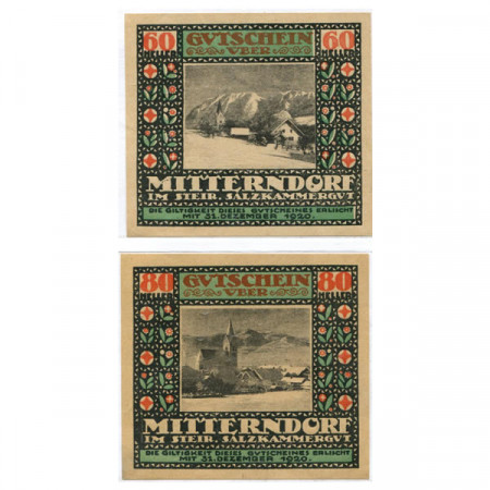 1920 * Set 2 Notgeld Austria 60 . 80 Heller "Styria – Sankt Gallen" (621)