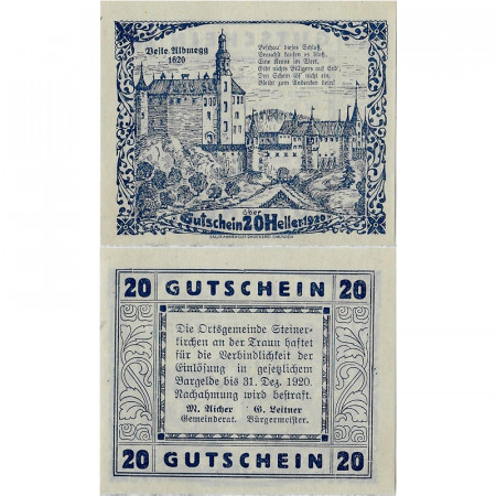 1920 * Notgeld Austria 20 Heller "Upper Austria - Steinerkirchen An Der Traun" (FS 1029)