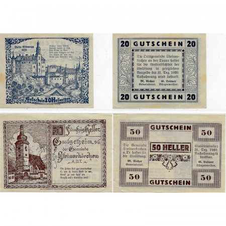 1920 * Set 2 Notgeld Austria 20 . 50 Heller "Upper Austria - Steinerkirchen An Der Traun" (FS 1029)