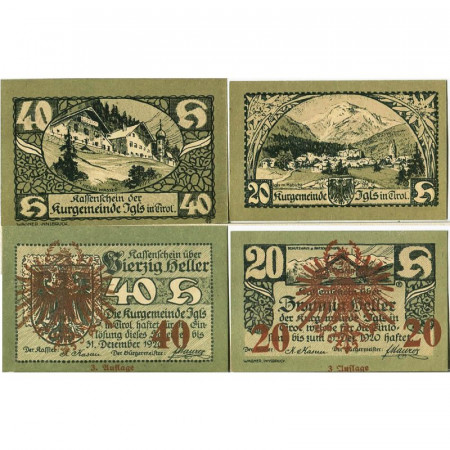1920 * Set 2 Notgeld Austria 20. 40 Heller "Tyrol – Igls" (FS 403)