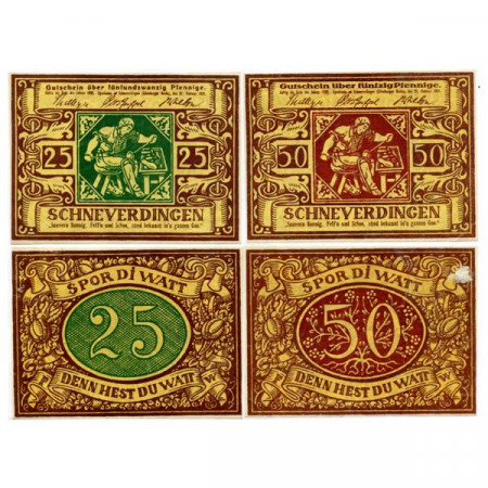 1921 * Set 2 Notgeld Germany 25 . 50 Pfennig "Lower Saxony - Schneverdingen" (1193.1)