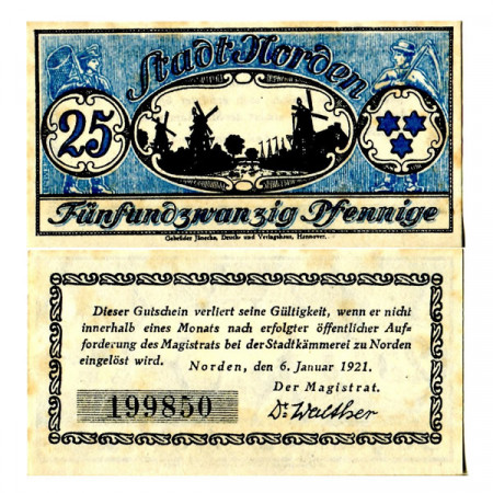 1921 * Notgeld Germany 25 Pfennig "Lower Saxony - Norden" (N52.8)