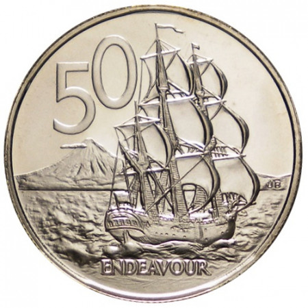 1984 * 50 Cents New Zealand "HMS Endeavour" (KM 37.1) PROOF