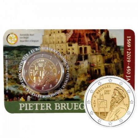 2019 * 2 Euro BELGIUM "450th Death of Pieter Bruegel the Elder" Dutch Side Coincard