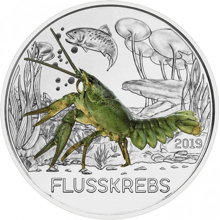 2019 * 3 Euro Colourful AUSTRIA "Colourful Creatures - The Crayfish" Colored BU