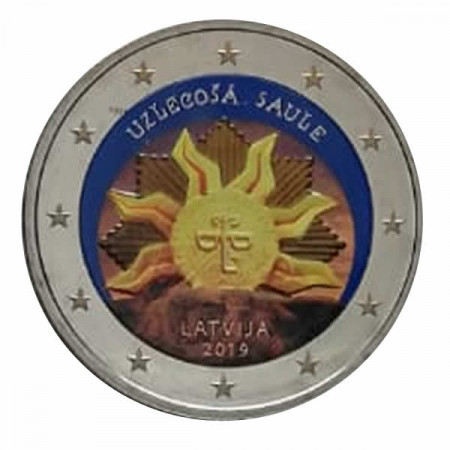 2019 * 2 Euro LATVIA "Coat of Arms of Latvia's Rising Sun” Colored
