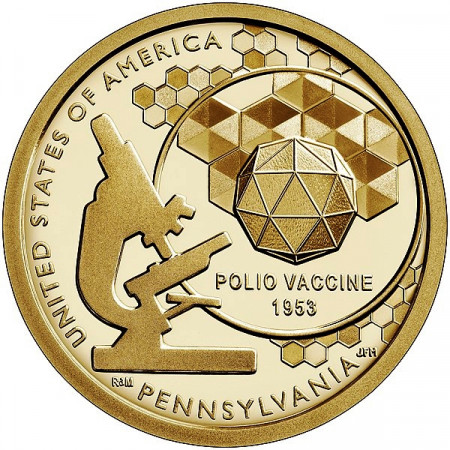 2019 * 1 Dollar United States "American Innovation - Pennsylvania - Polio Vaccine" UNC