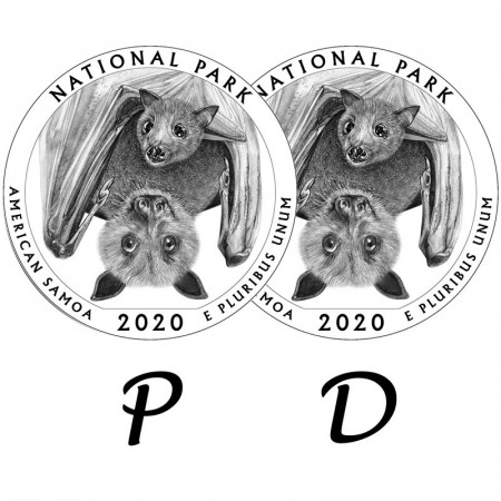 2020 * 2 x Quarter Dollar (25 Cents) United States "National Park - American Samoa" P+D